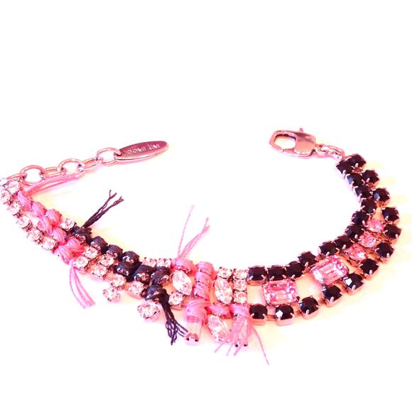 Joomi Lim Women's Onxy and Gemstone Cystal Fringe Link Bracelet NWOT 158 - Picture 2 of 9